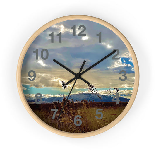 “Big Sky” Round Wood  & Plexiglass Wall Clock